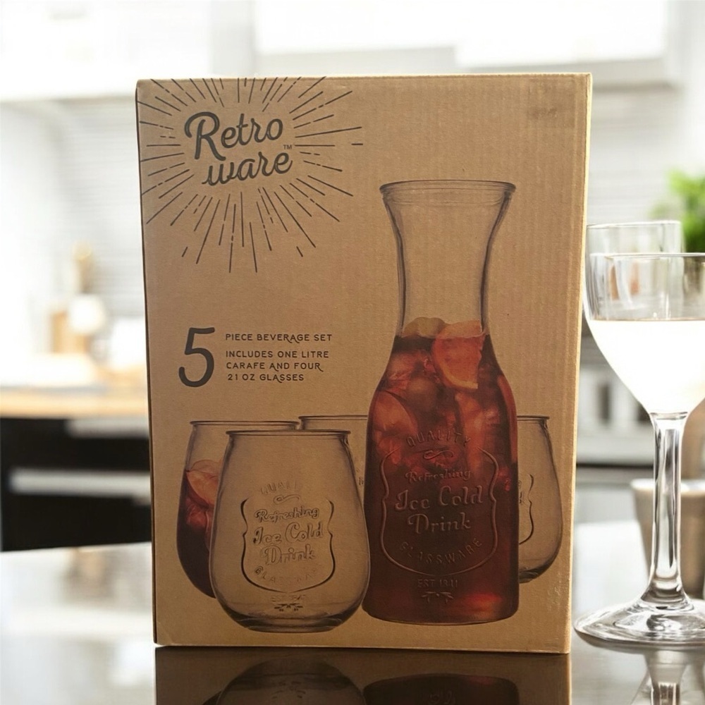 Beverage Set with Carafe and Glasses
